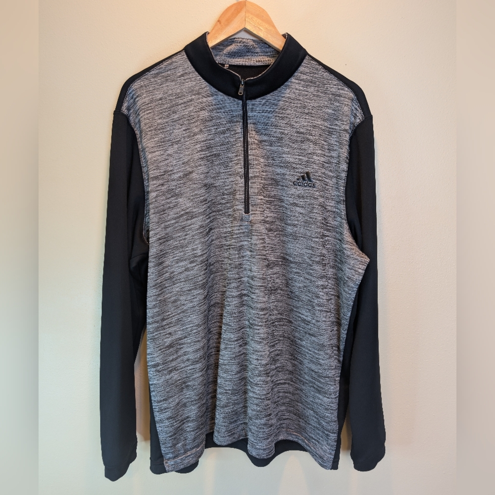 Adidas Black and Gray Quarter-Zip Golf Top
